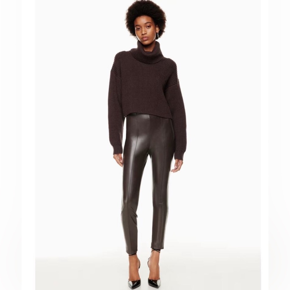 Aritzia Babton brown faux leather pants. NWT. Size 6.